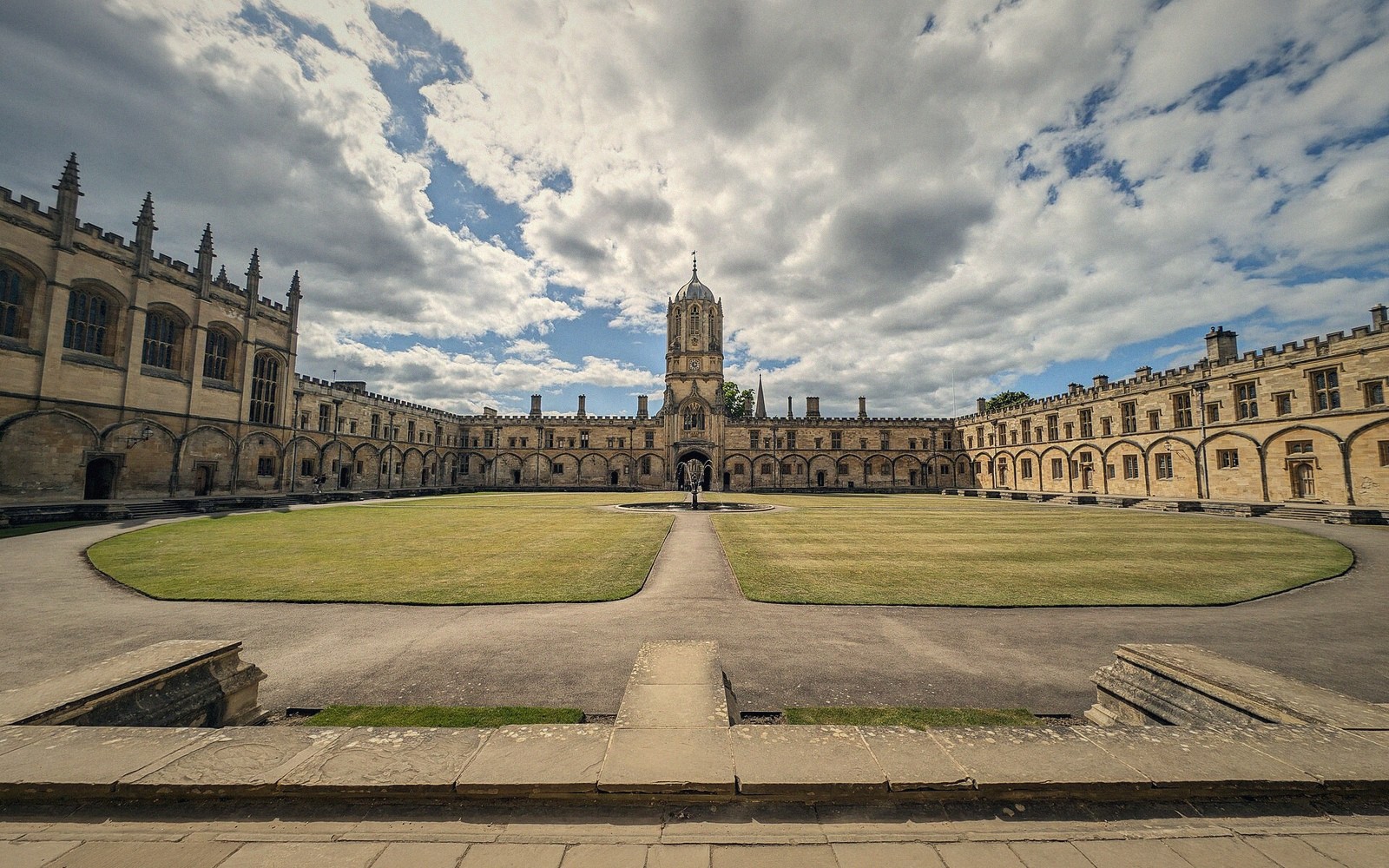 a college quadrangle in low golden sun